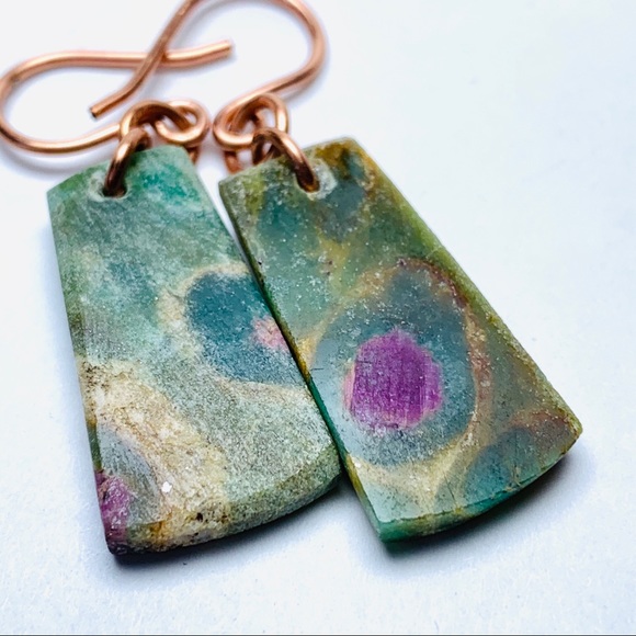 Genuine Ruby Zoisite Earrings - Picture 7 of 9